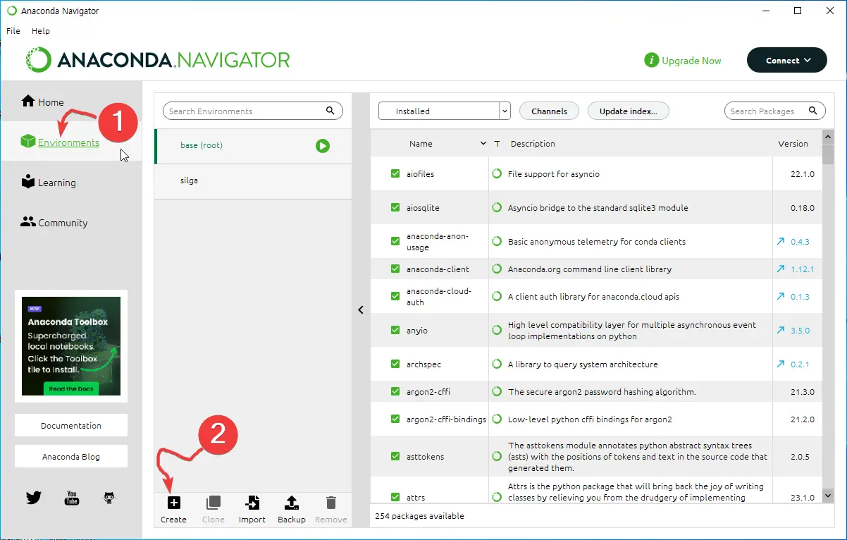 2.jupyter notebook 실행을 위한 anaconda navigator 가상환경 만들기