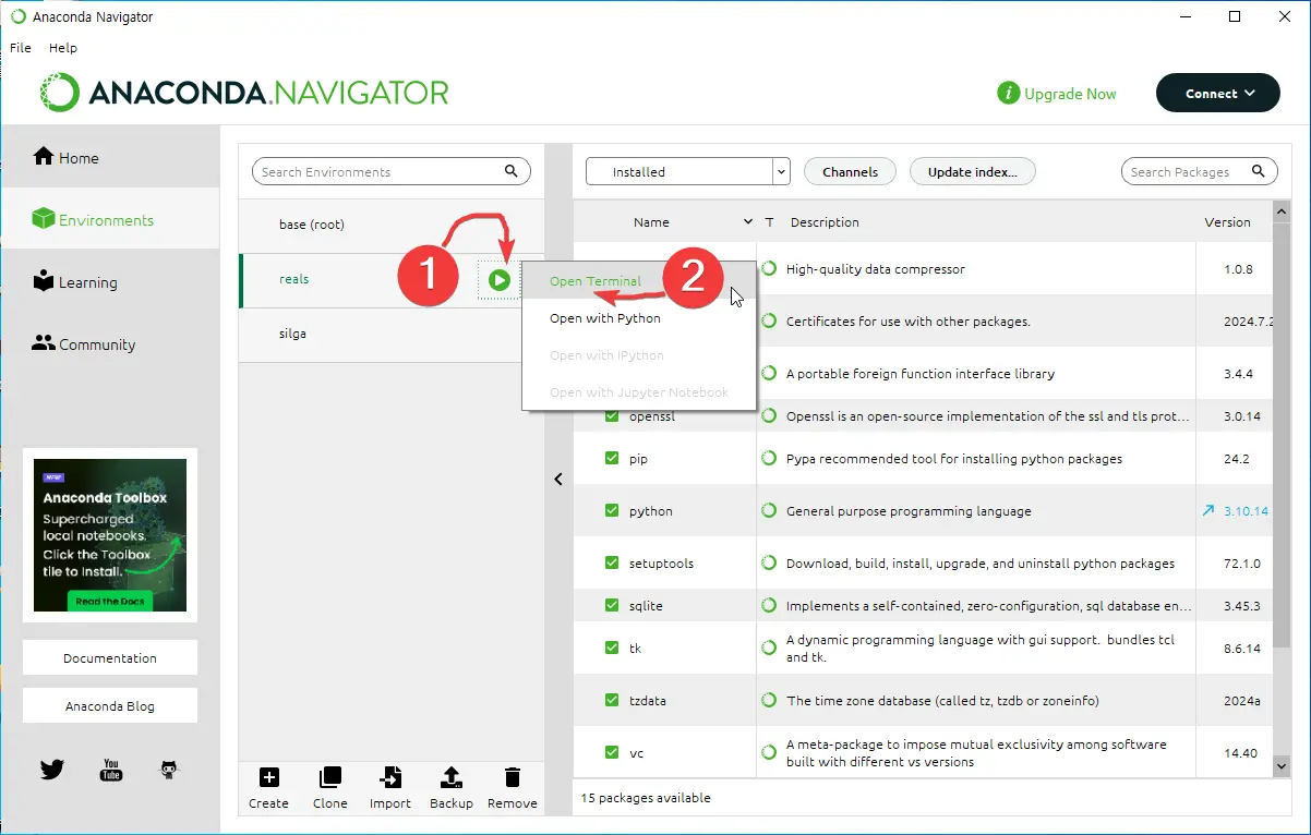 4.anaconda navigator 가상환경 실행하기