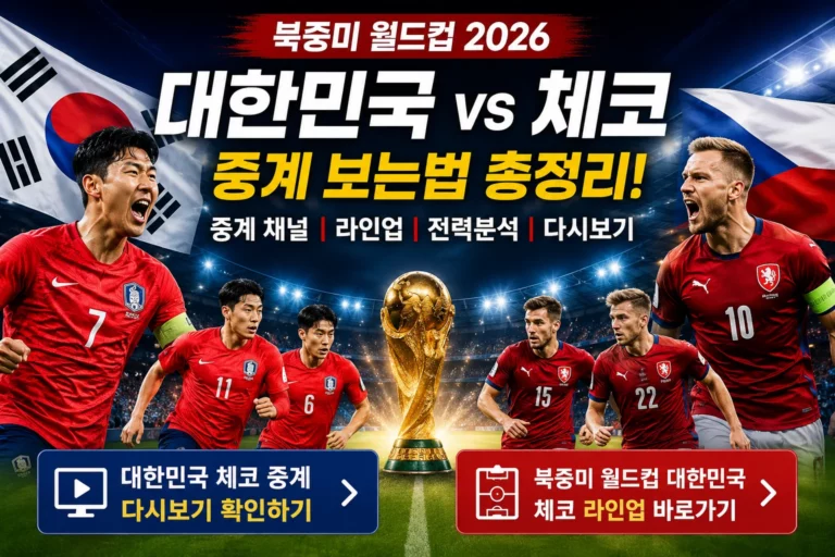 FIFA 월드컵 2026 기준 | 북중미 월드컵 대한민국 체코 경기 하이라이트 라인업 다시보기1