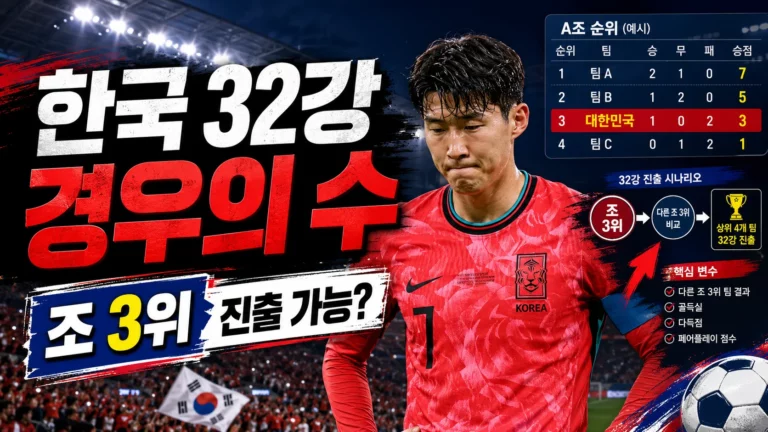 2026 북중미 월드컵 한국 32강 경우의수 및 남은 경기 일정 총정리