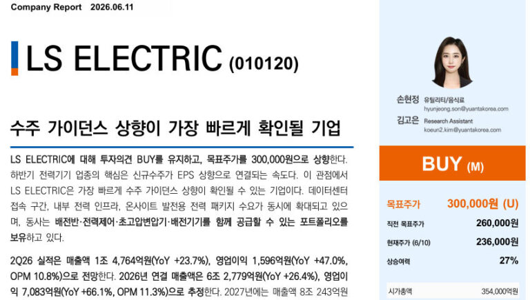 LS ELECTRIC 목표주가 30만원 상향 근거와 2026년 실적 전망 확인하기