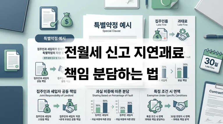 전세 계약 특약 문구 작성법, 전월세 신고 지연 과태료 책임 분담하는 법