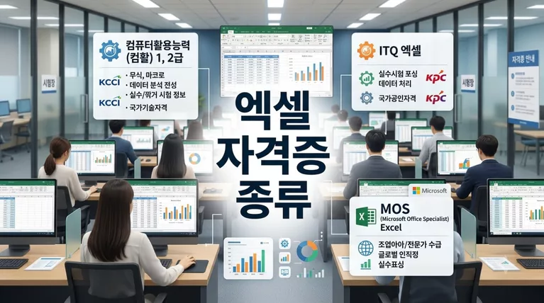 엑셀 자격증 종류별 시험 정보와 취득 조건, 컴활·MOS·ITQ 단기 합격 가이드
