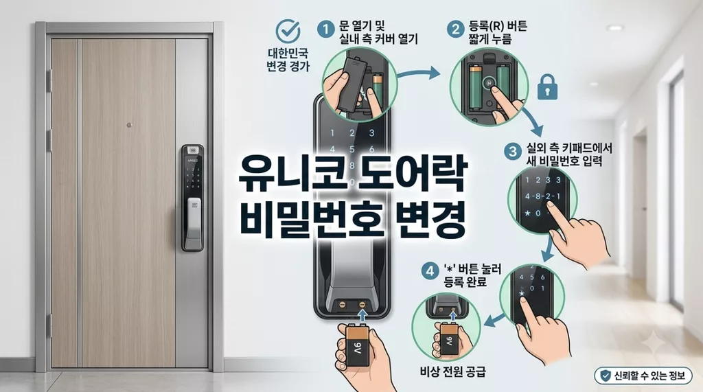 유니코 도어락 비밀번호 변경방법 및 스마트키 등록 오류 해결 A/S 안내