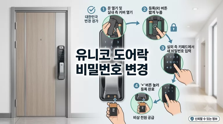 유니코 도어락 비밀번호 변경방법 및 스마트키 등록 오류 해결 A/S 안내