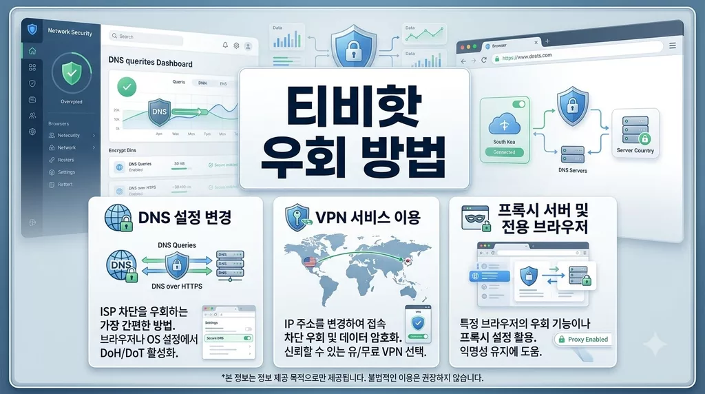 티비핫 새주소 우회 방법 및 유니콘 HTTPS DNS 설정 가이드